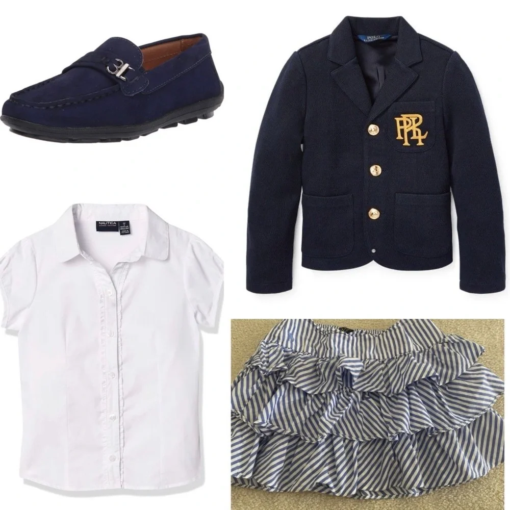 EUC. Girls M (8-10) Polo Ralph Lauren Pale Blue White Stripe Tiered Ruffle Skirt - Picture 9 of 9